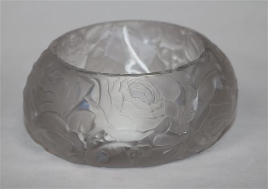 A Rene Lalique floral glass pot engraved mark R.Lalique, France No. 78 height 6cm